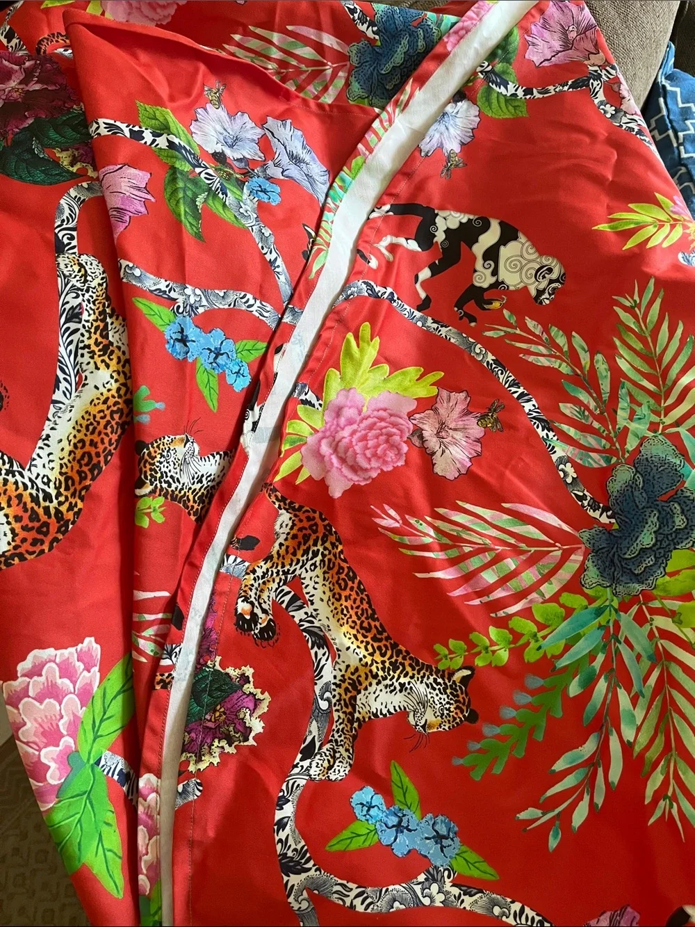 Spoonflower Chinoiserie Frolic Fabric round table cloth tropical colorful floral